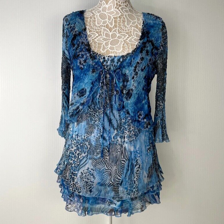 Alberto Makali Dress Women Large Layer Ruffle Animal Flare Work Party Core Nw