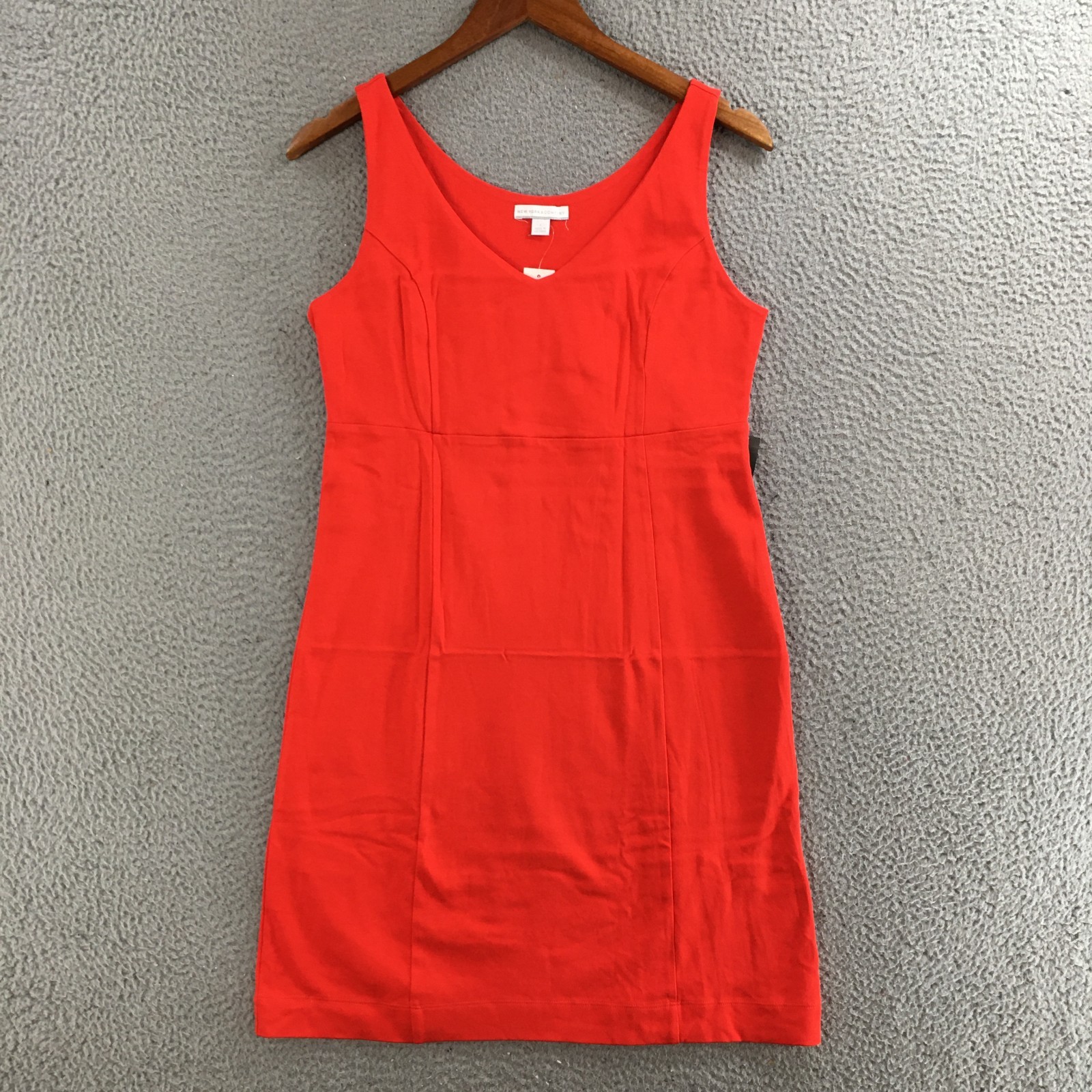 New York & Company Knit Dress Womens Small Red Sleeveless V-Neck Sheath Red NEW