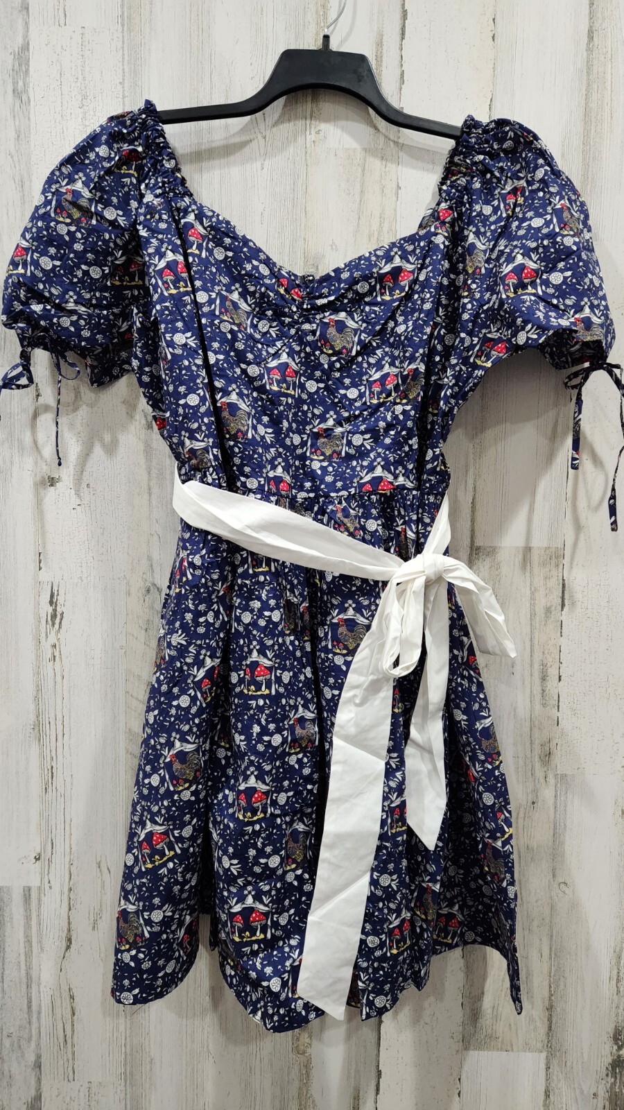 UNIQUE VINTAGE Navy Mushroom Botanica Print Dakota 50’s Flare Dress Size MEDIUM