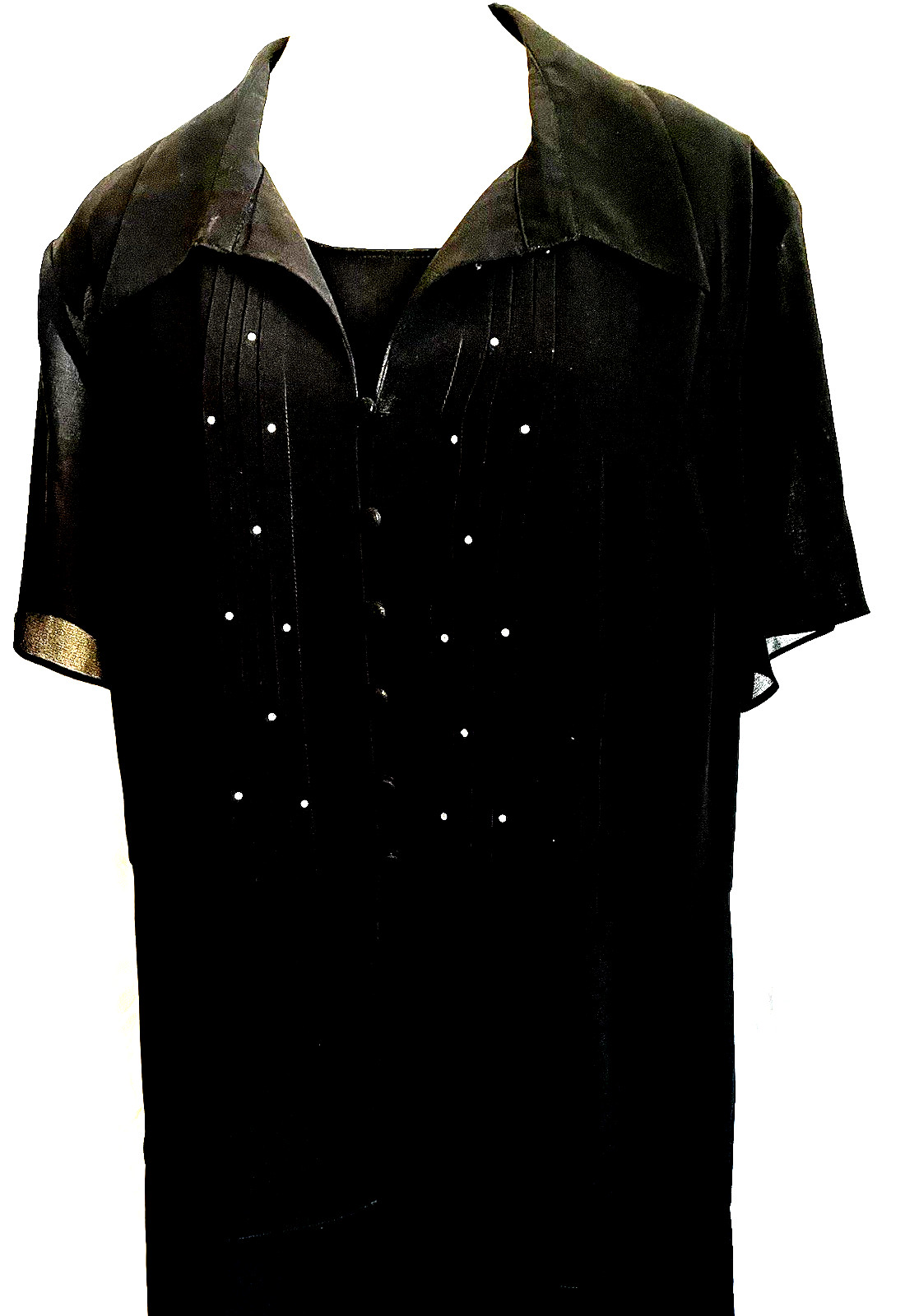 ARC 2-Piece Elegant Sheath + Sheer Rhinestone Accent Top 1X Black Polyester