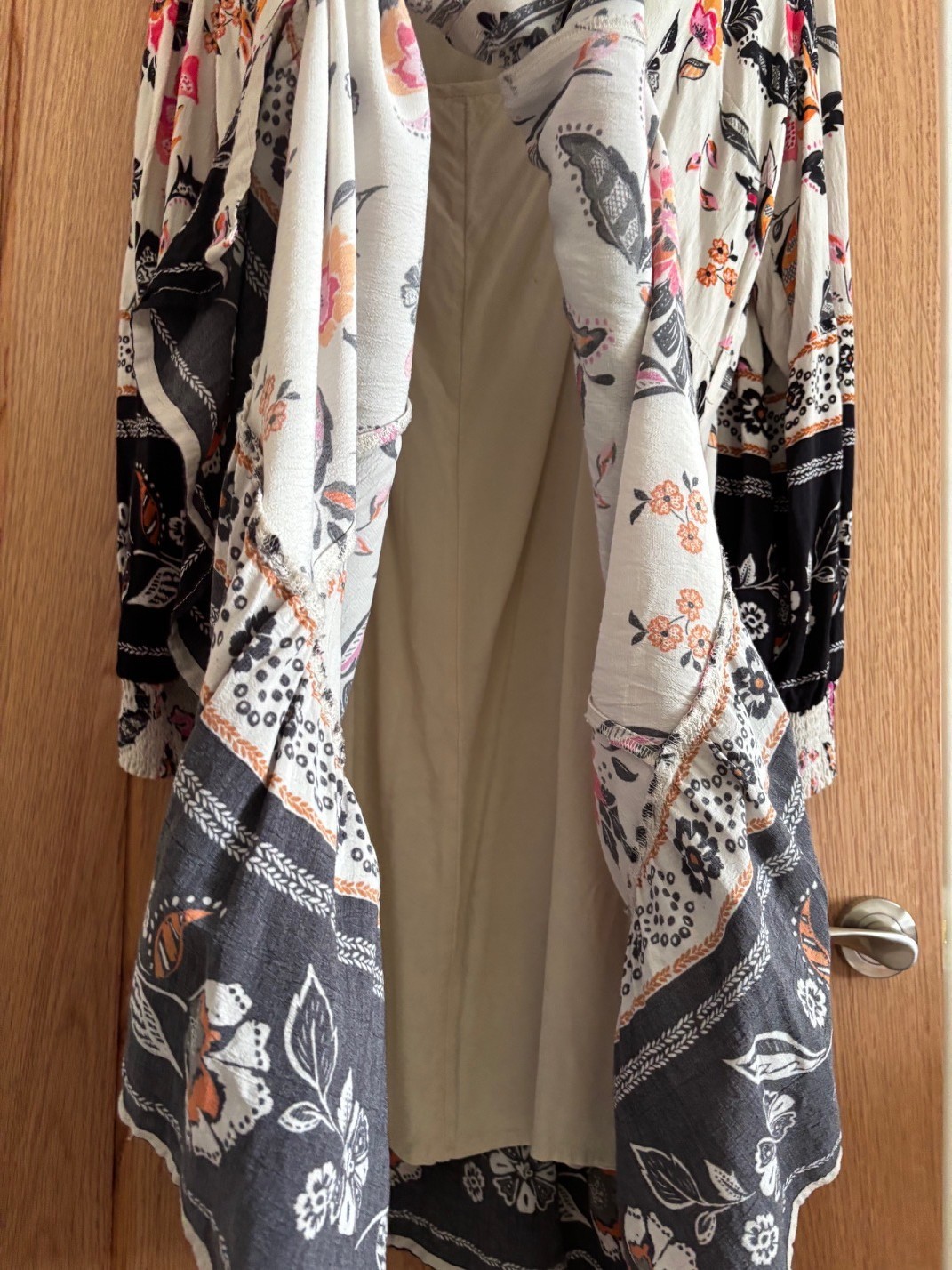 Monsoon Cream & Black, Pink Floral Print Shirt Dress with Camisole, Size XL, 20