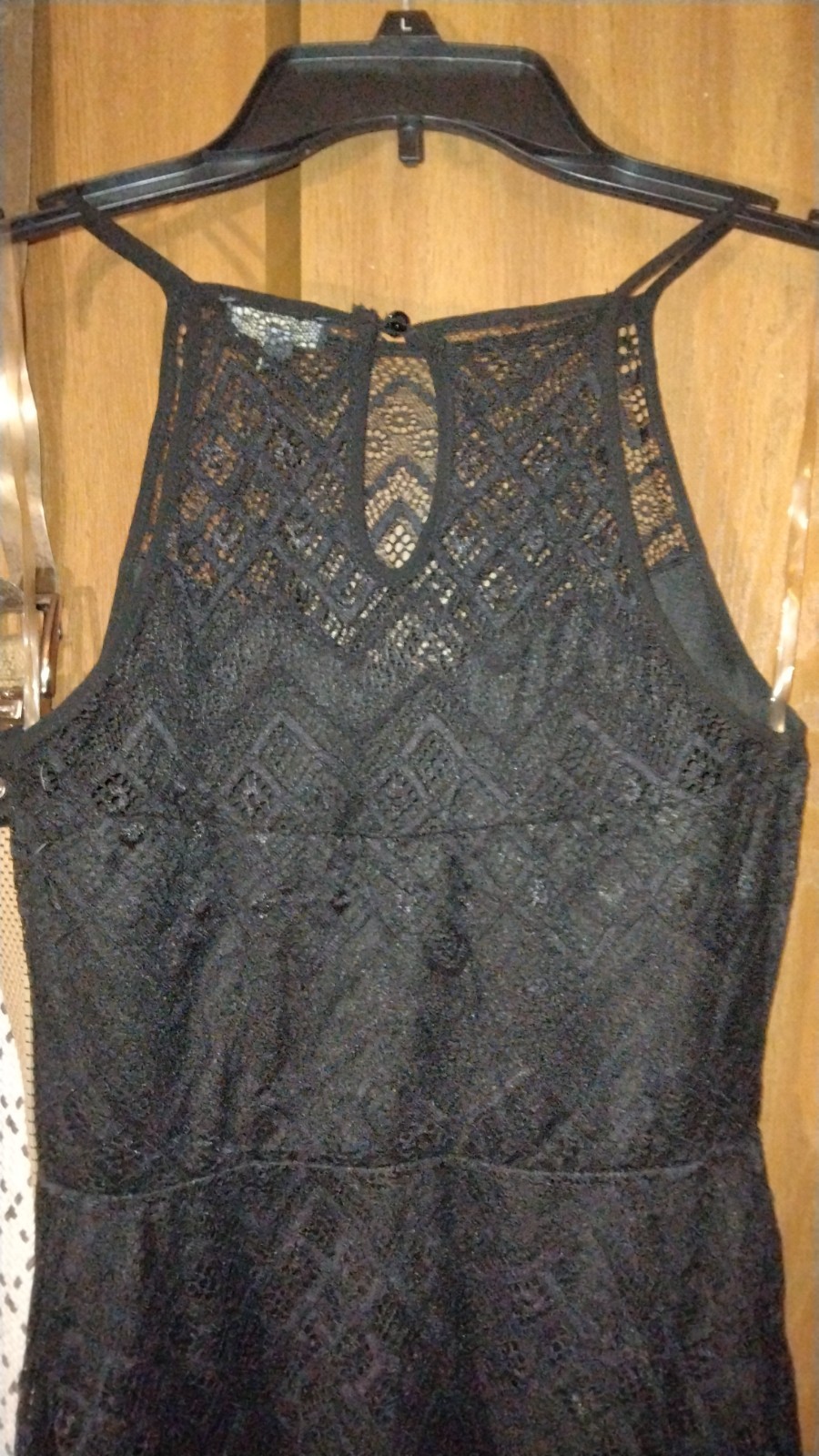 Black Lace Fit & Flare Short Sleeveless High Neck Party Dress Sheer Keyhole