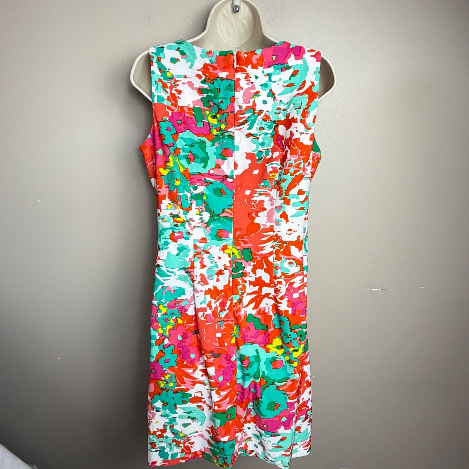 Alyx Limited Womens Abstract Multi Floral Sheath Dress Orange Teal Pink Size 10