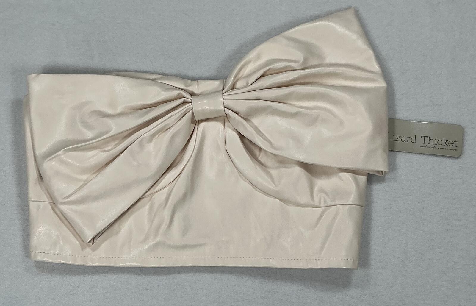 Lizard Thicket Cream Strapless Bow Front Smocked Top