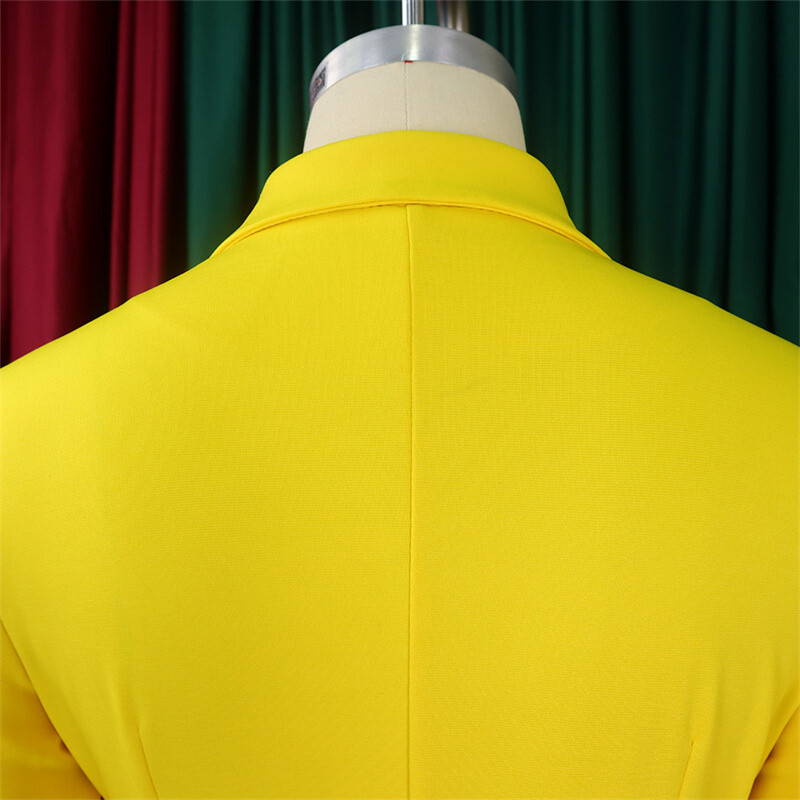 Solid Color Commute Ol Double Breasted Plus Size Suit Collar Temperament Dress