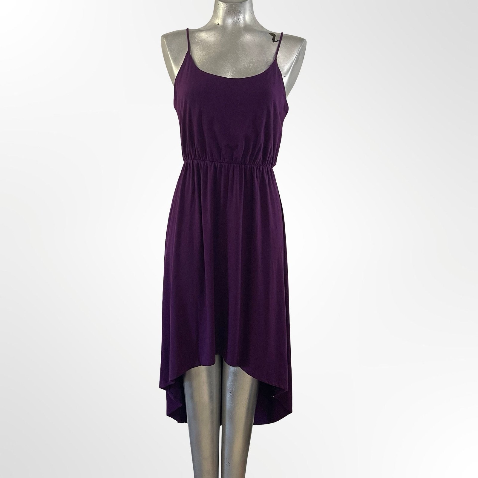 Color Thread Women’s Purple Spaghetti Strap High-Low Casual Dress