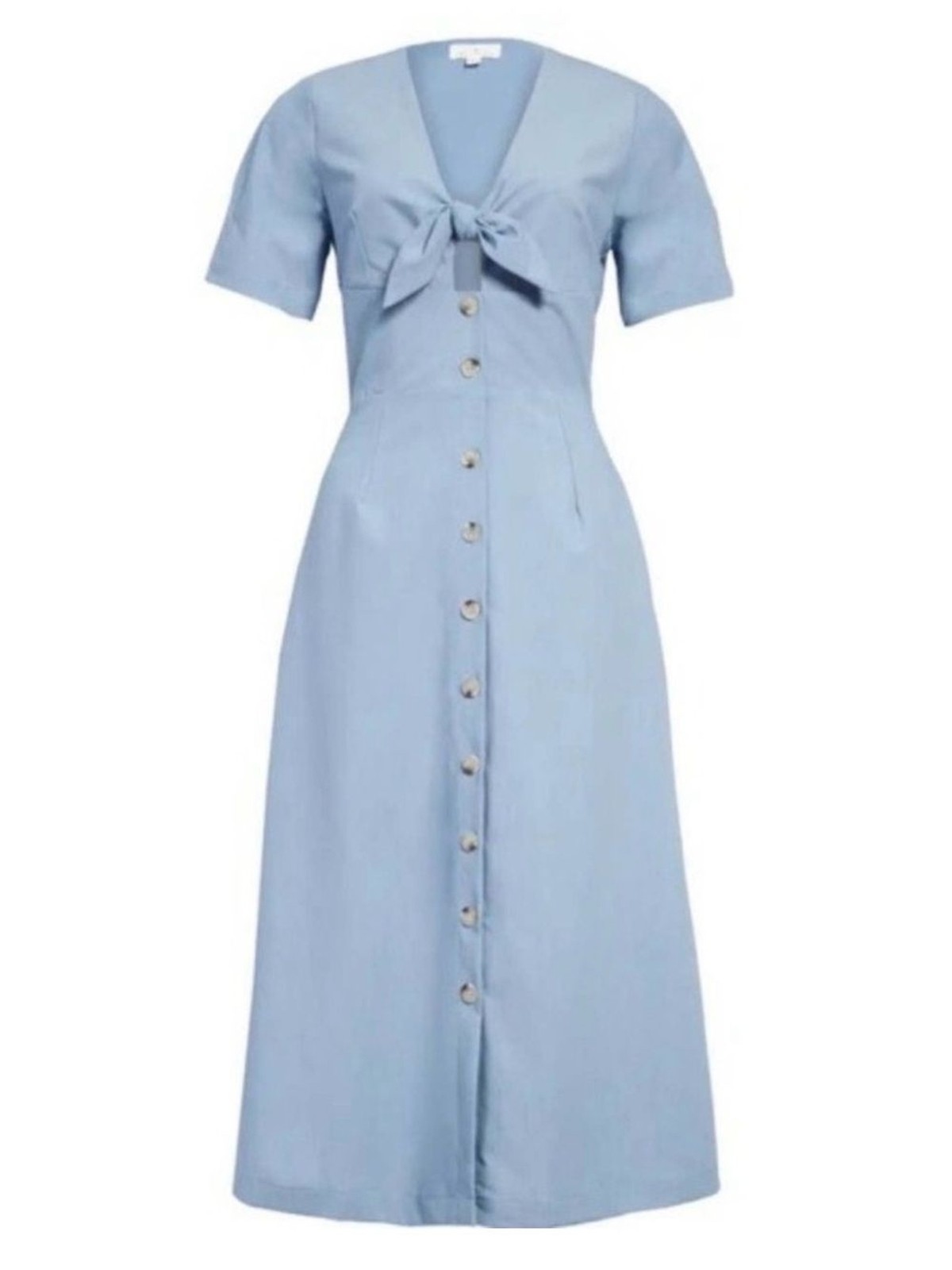 Lost + Wander Powder Blue Tie-Front Midi Dress Size M NWT