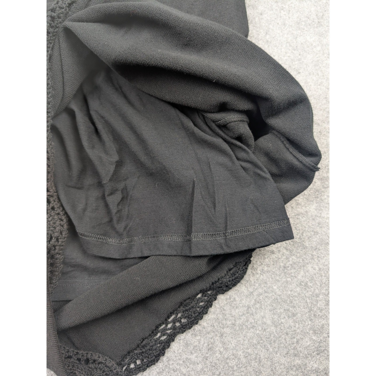 Dakini Black Knit Sleeveless Dress Crochet Back Medallion V-Neck Womens Large