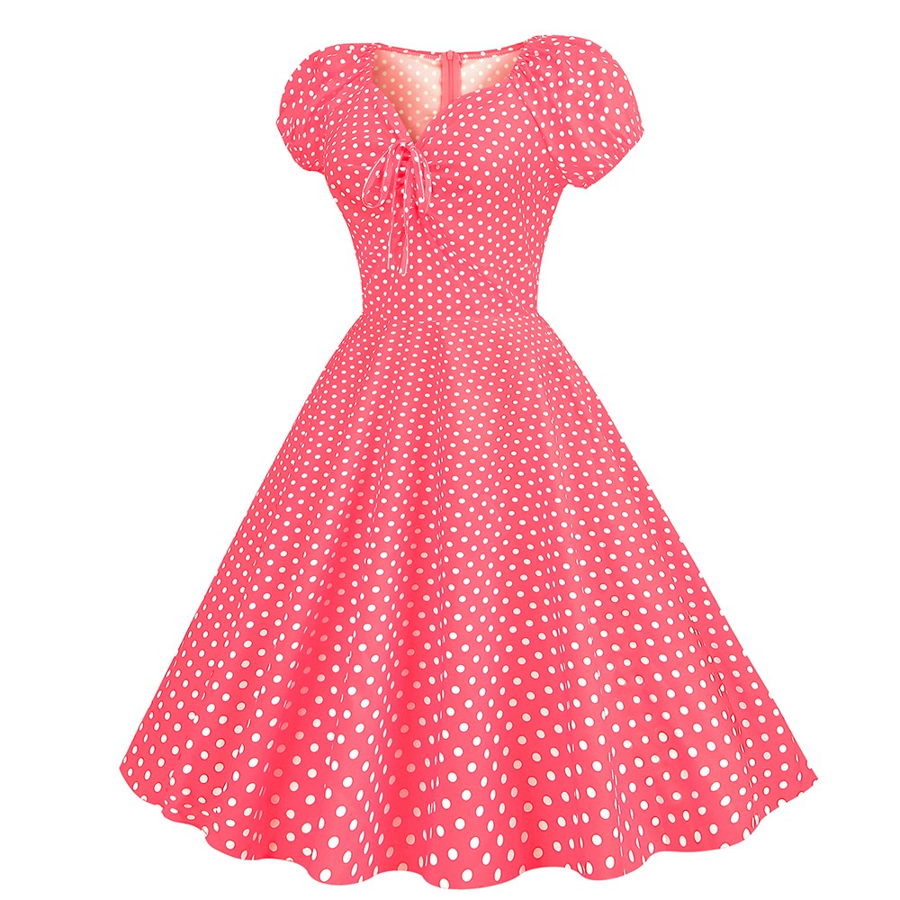 Women’s Rockabilly 50s 60s Party Dress Short Sleeve Swing Vintage Evening Dress