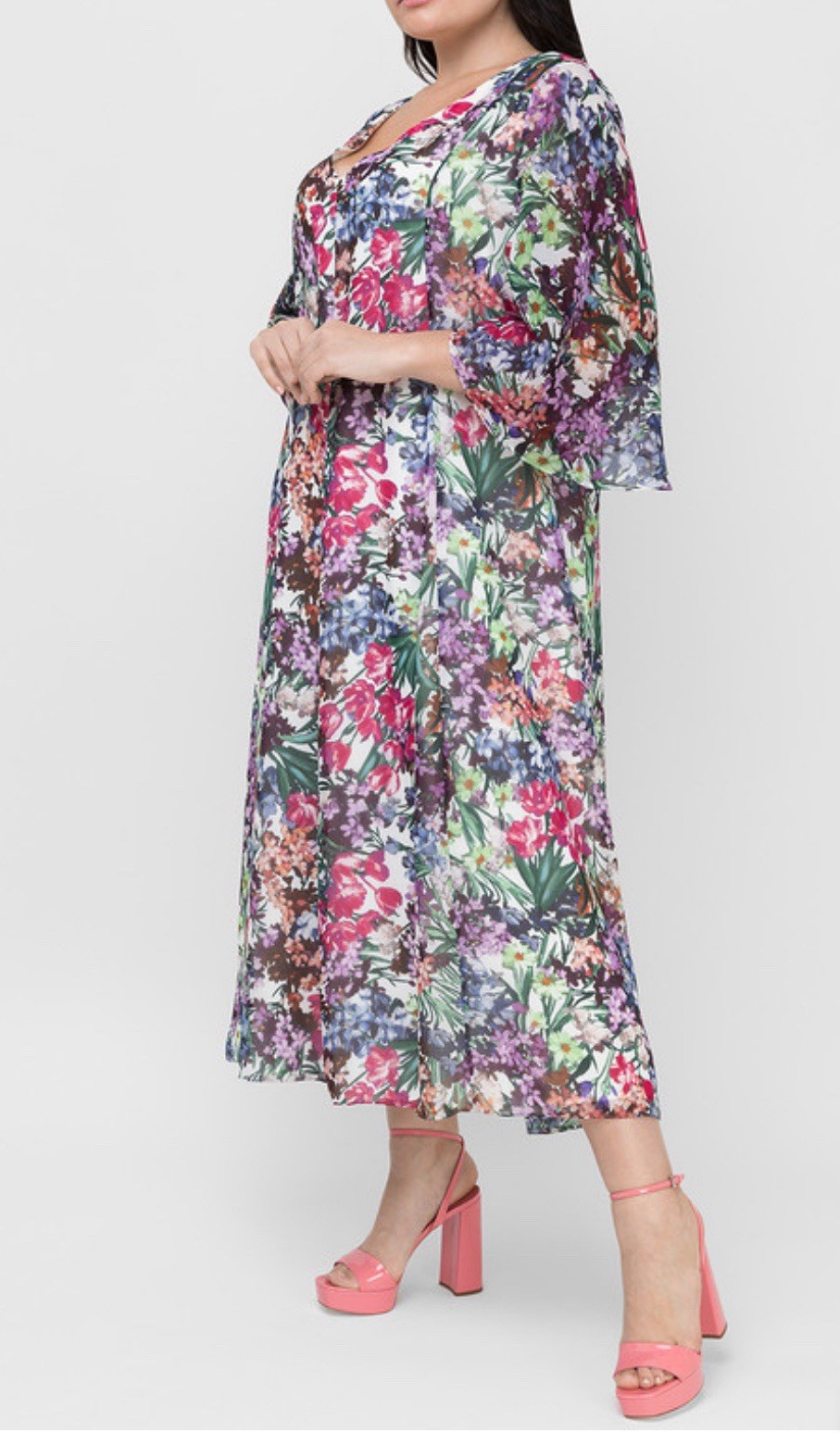 Marina Rinaldi Floral Short Sleeve Midi Dress NWT Size US 24W $885 NEW