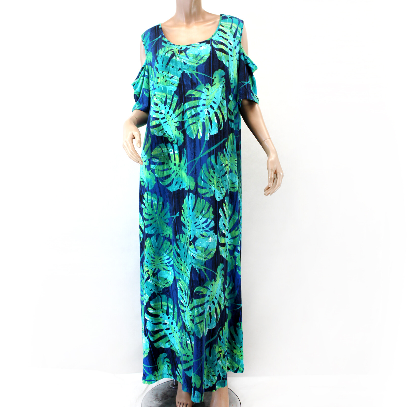 Catherines Plus Foliage Open-Shoulder Pockets Maxi Dress 5X 34/36