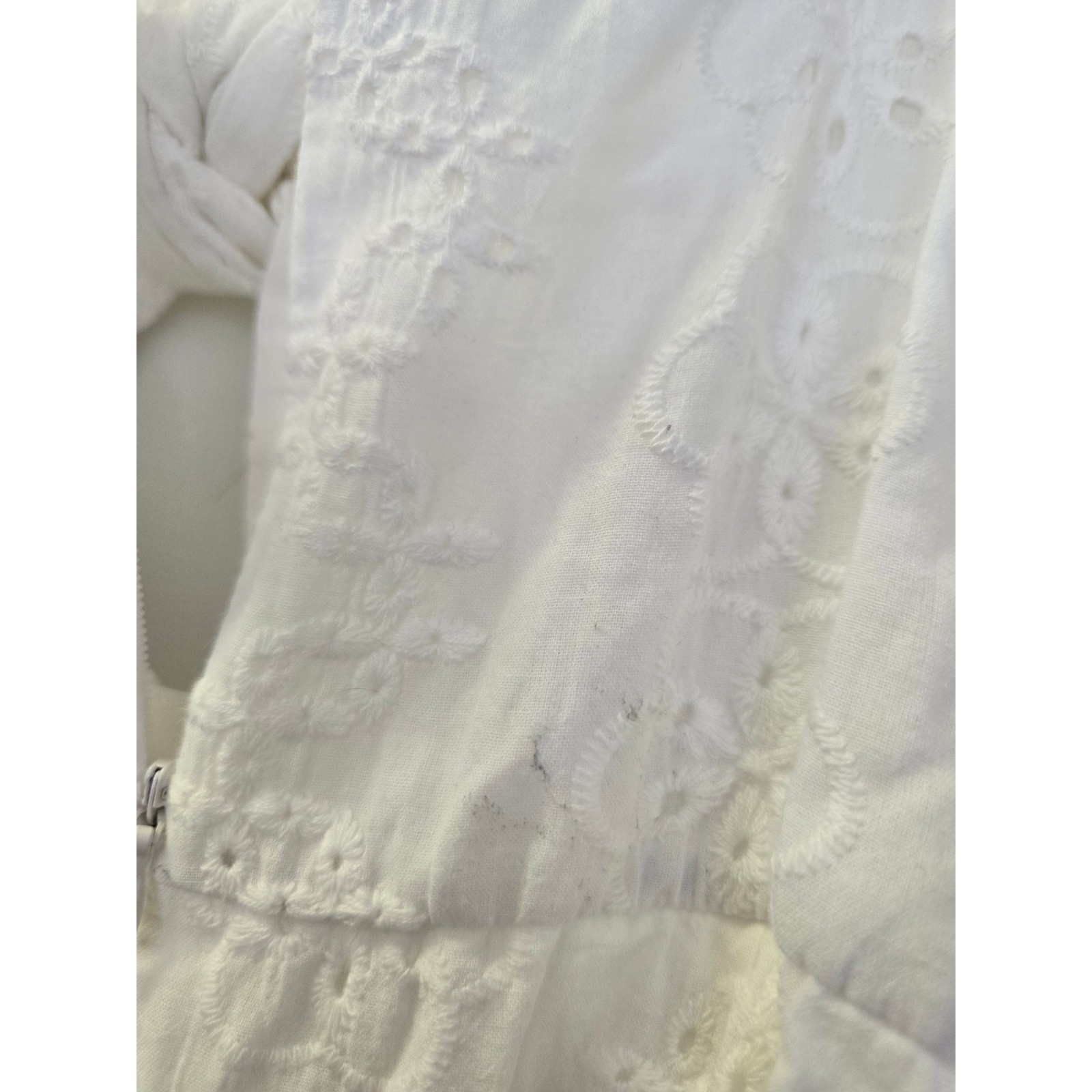 White Eyelet Tie Front Midi Dress Pearl Button Detail Sleeveless Boho Sundress
