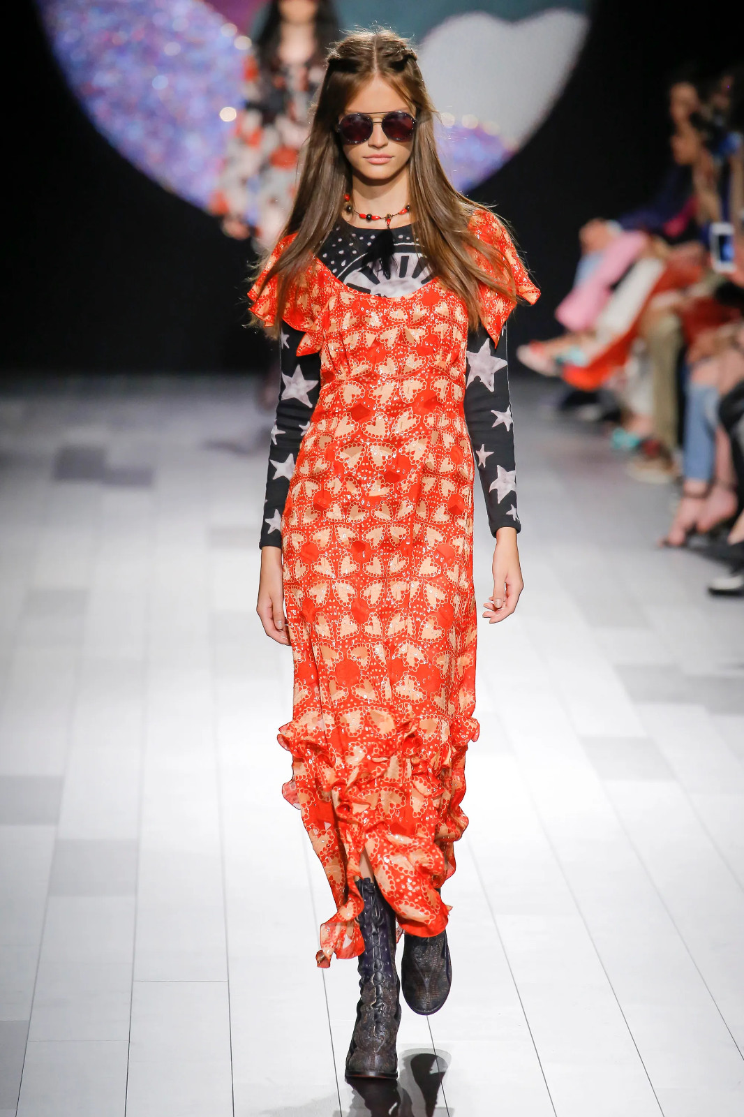 2018 Anna Sui CHASING HEARTS Silk Chiffon Runway Dress SIZE 6 NWOT Spring Summer