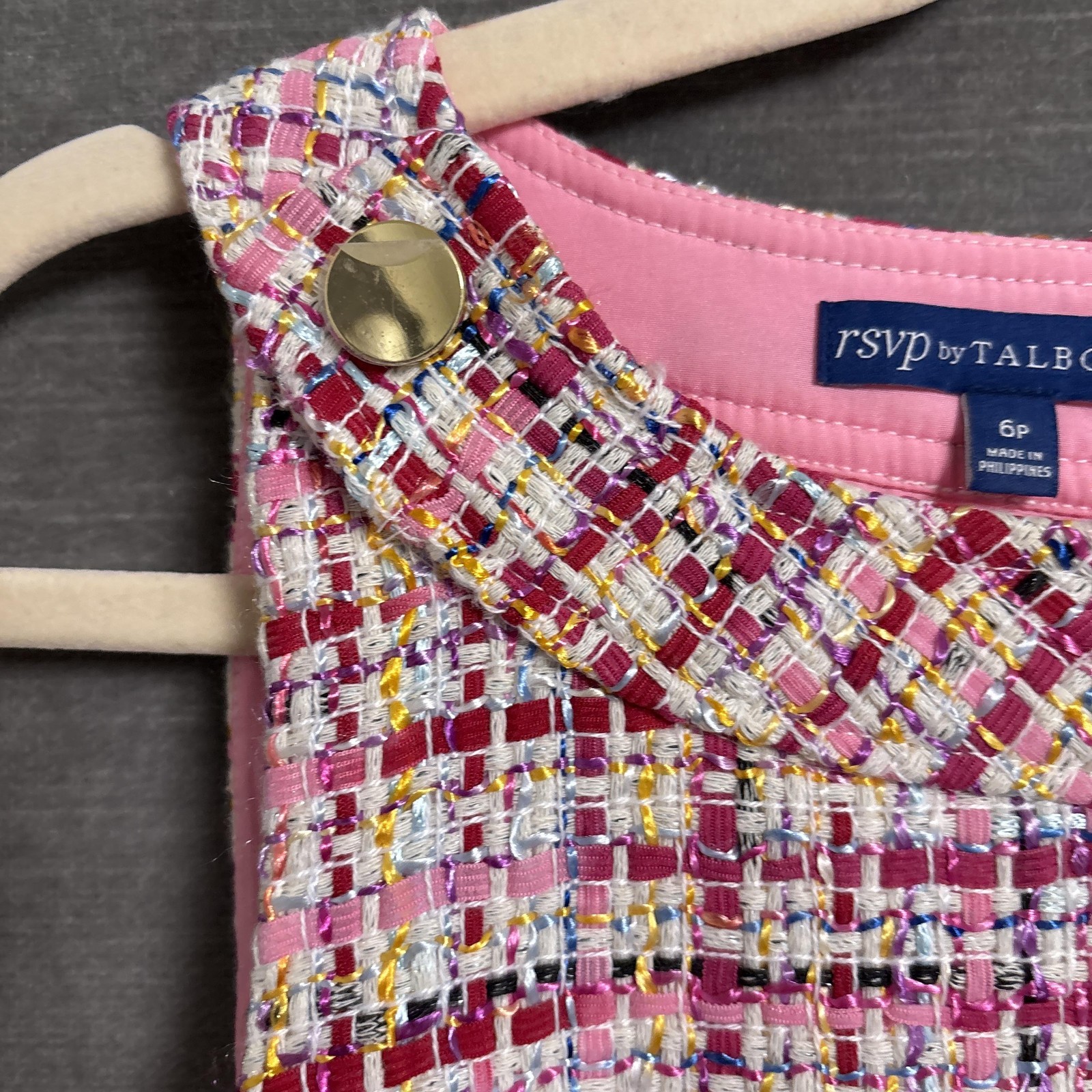 Talbots Dress 6 Petite Pink Tweed Sheath Work Office Career RSVP Preppy Easter