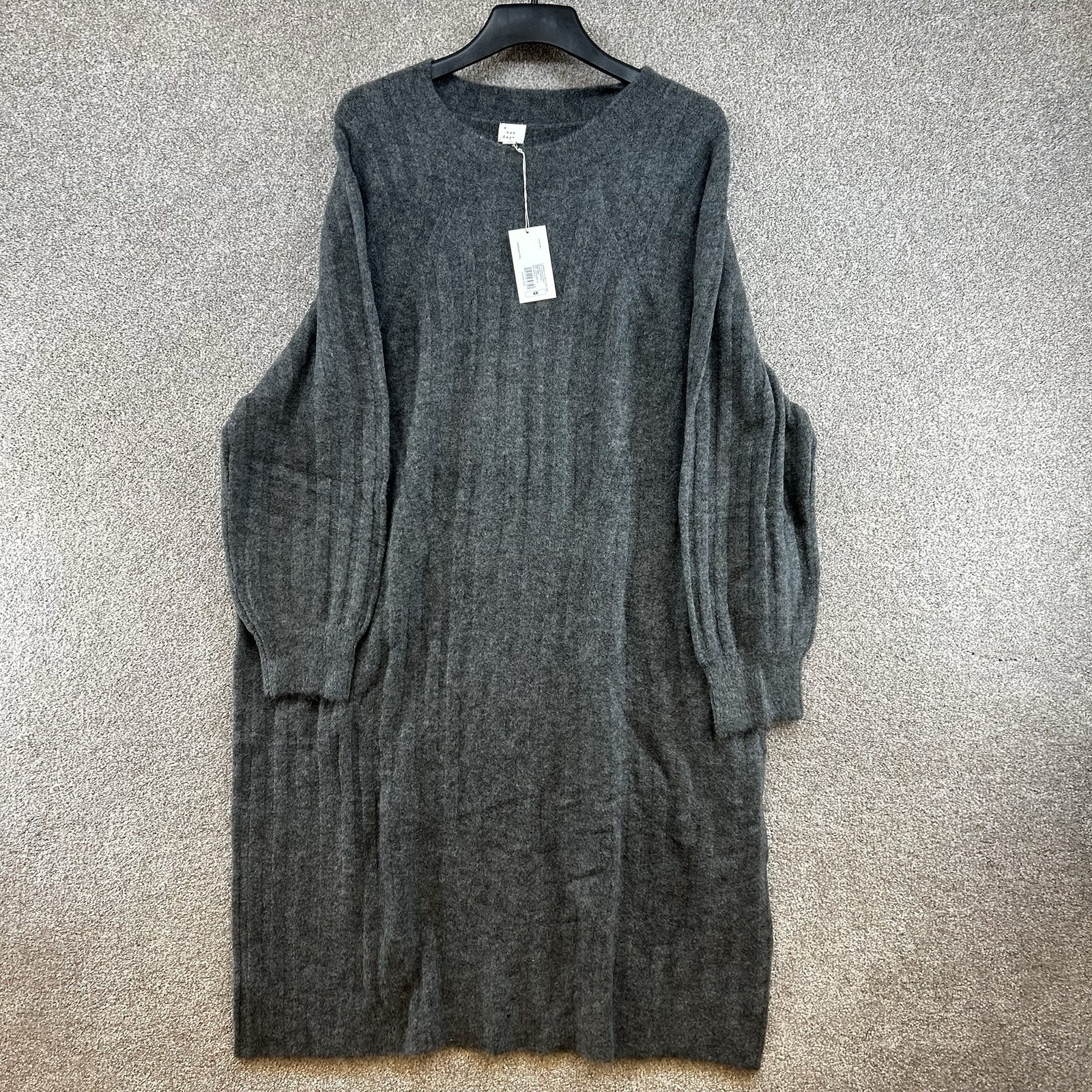 NWT A New Day Women’s Sweater Dress Size 4X Charcoal Gray Fuzzy Knit