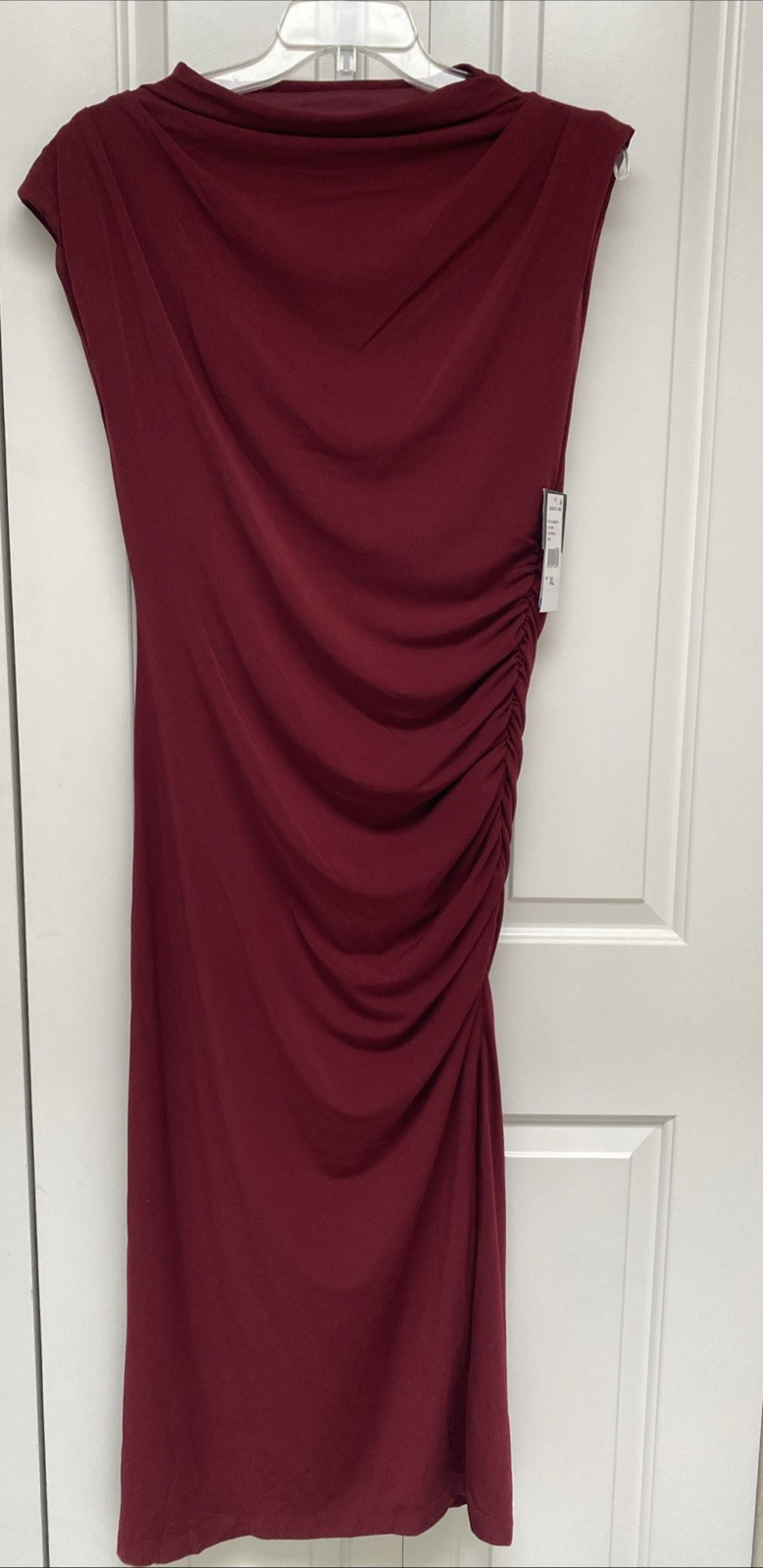 Robbie Bee Bodycon Lined Side Slit Funnel Neck Rouched Long Size XL Dress