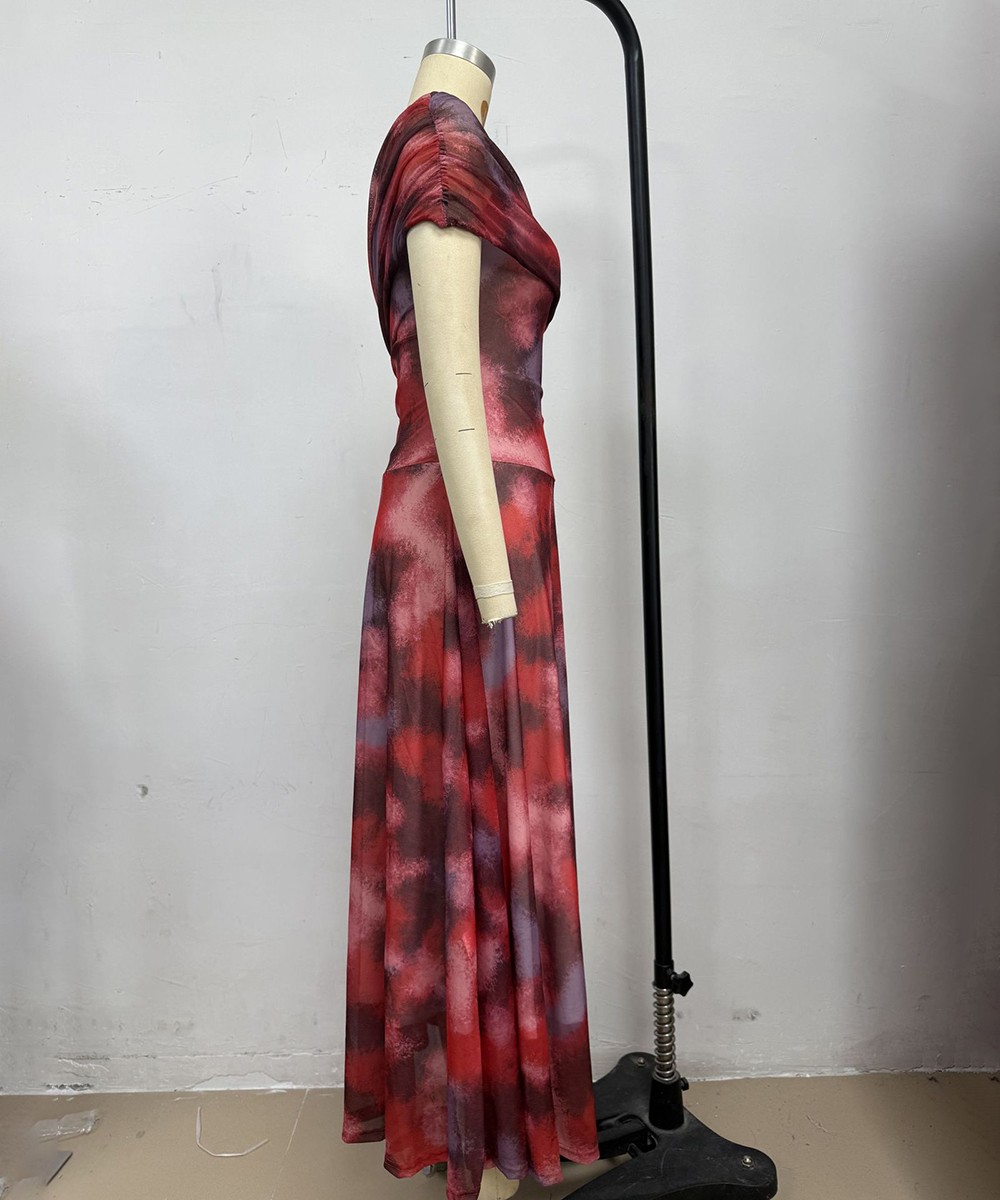 Ethereal Mesh Draped Maxi Dress