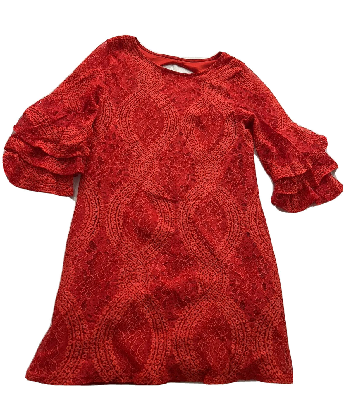 Miami Size L Dress Lace 3/4 Bell Sleeves Length 33” Nylon Cotton Poly #ST30