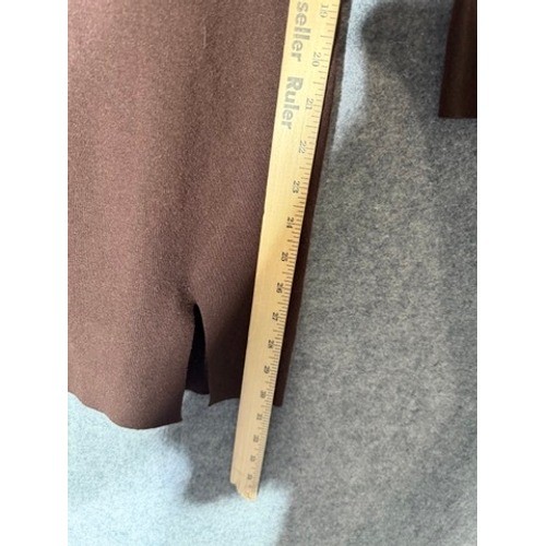 Altar’d State Brown Ribbed Knit Long Sleeve Mini Dress Small Side Slit Crew Neck