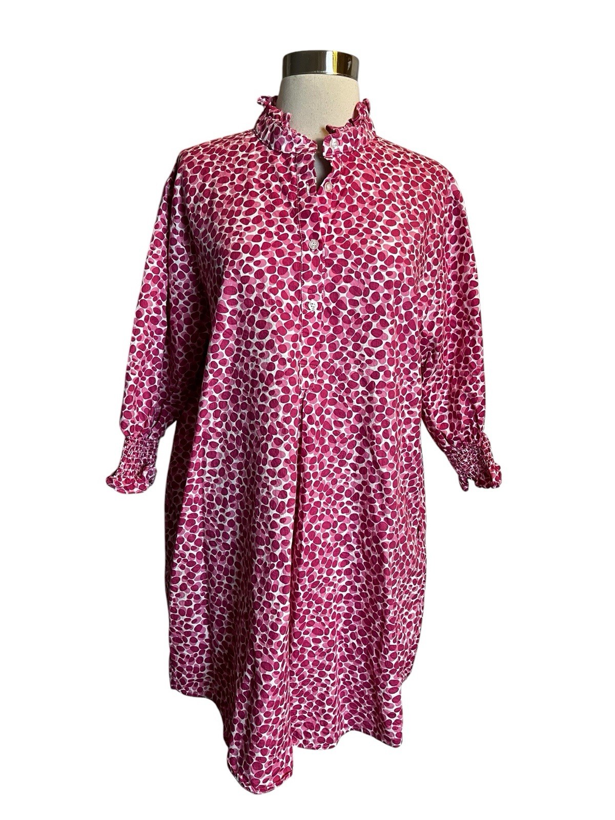 Caryn Lawn Kimberly Dress One Size Pink Poppy Ruffle Collar Popover