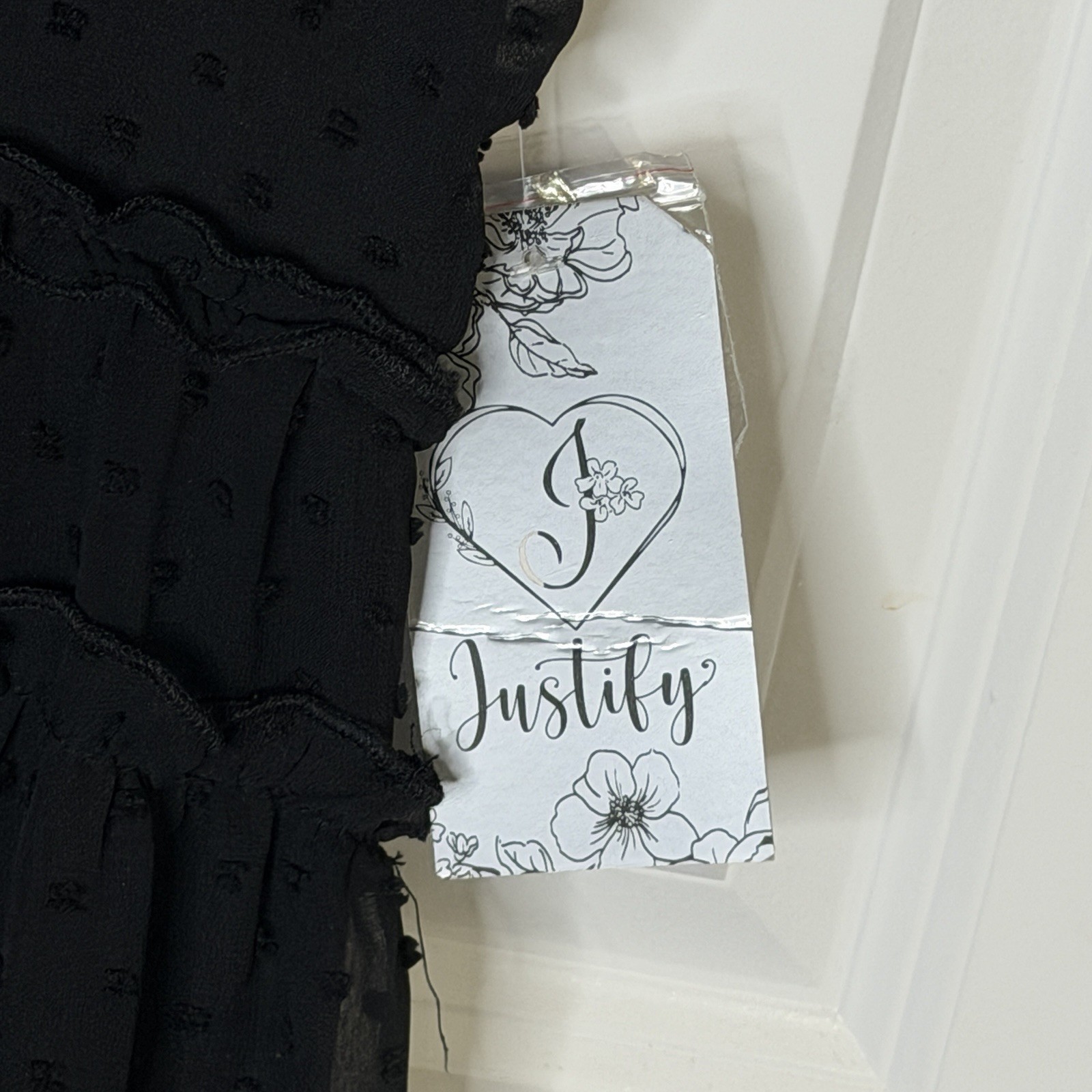 NWT Justify Size XL Vneck Mini Dress Open Back Sleeveless Black Textured New