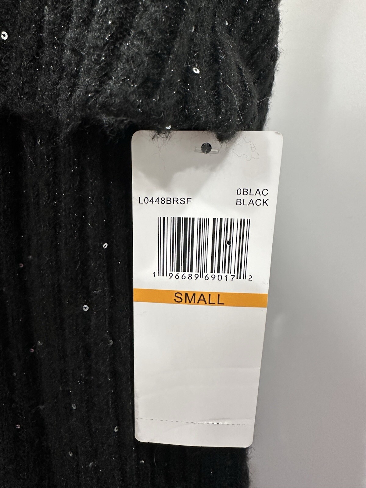 NWT NINA LEONARD Size Small Sequined Sweater Dress Off Shoulder Fold Over Collar