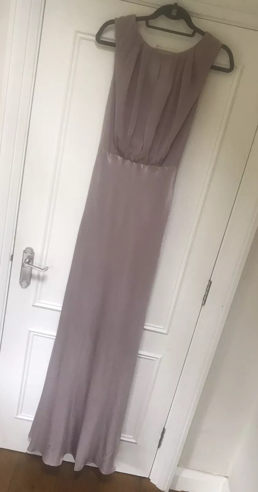 Ghost London Taupe Satin Hollywood Claudia Maxi Dress Sz S New Rrp £225