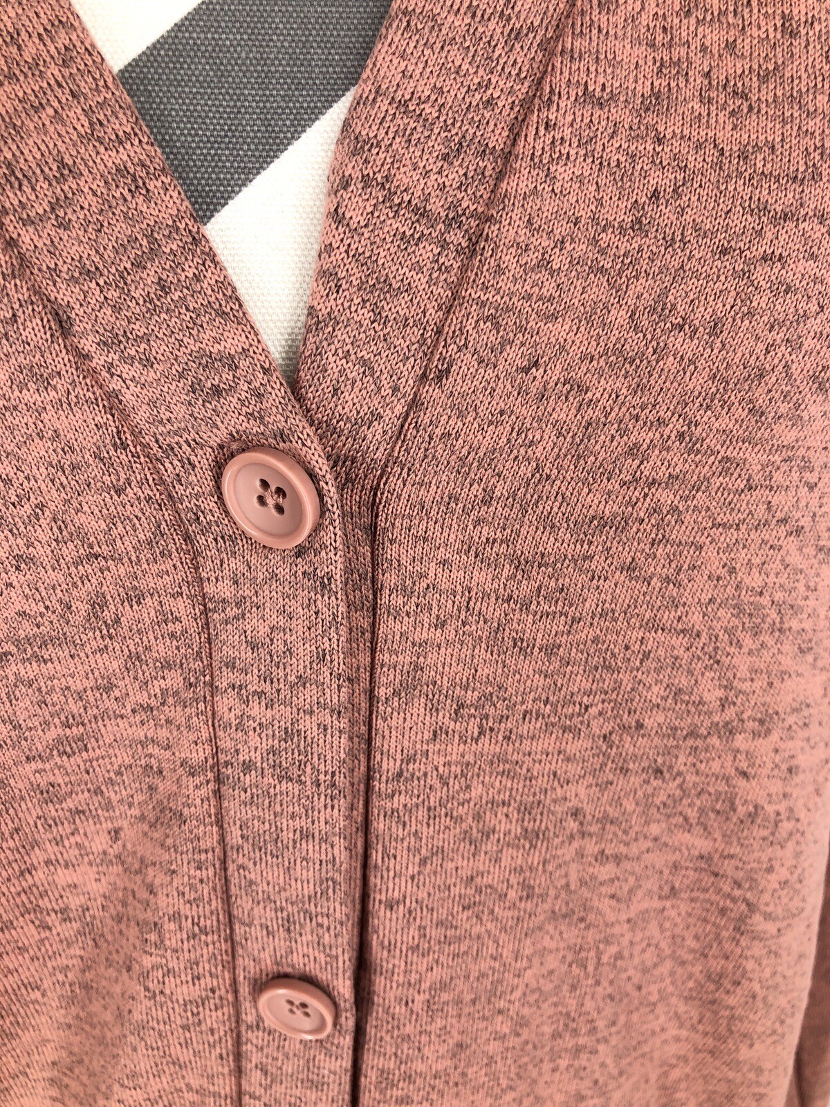 Denim & Co. Pink Heathered Gray Button Front Sweater Dress A280669 Medium