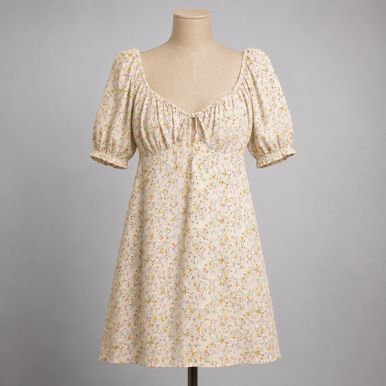 Floral Milkmaid Puff Sleeve Peasant Dress Size L Cottagecore Prairie Preppy Twee
