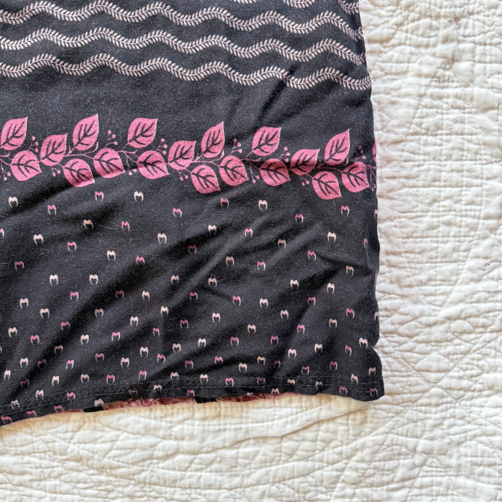 Joanna Black Patterned Patchwork Dress Pockets Colorful Trim XXL Earthy Boho 90s