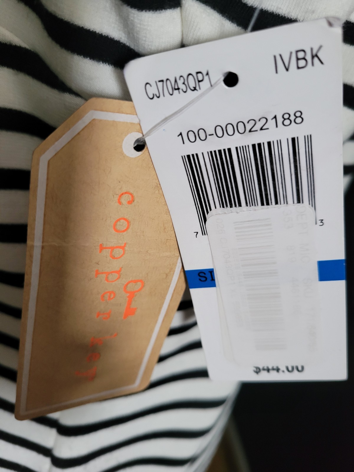 Womens Black & White Striped Maxi Dress Size XL Copper Key Sleeveless (A1)