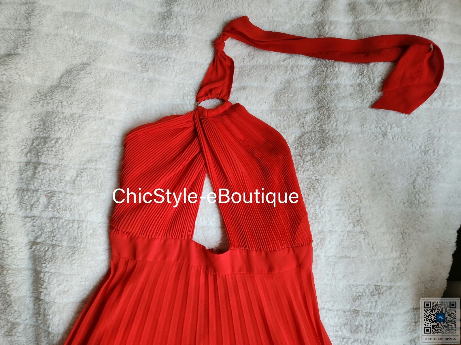 ZARA PLEATED HALTER DRESS Red GOLD BUCKLE sz XL BNWT
