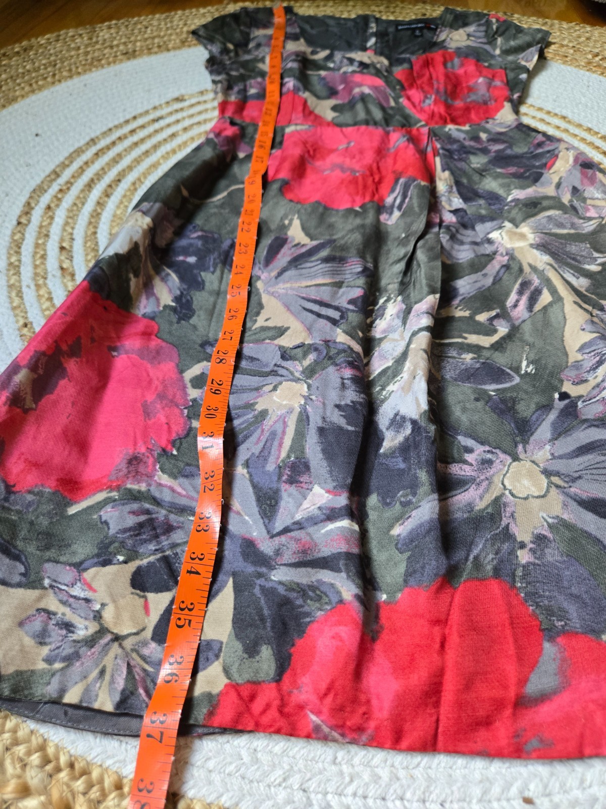 Mad Men Janie Briant Linen Blend Floral Midi Dress Retro 60s Chic Watercolor US0