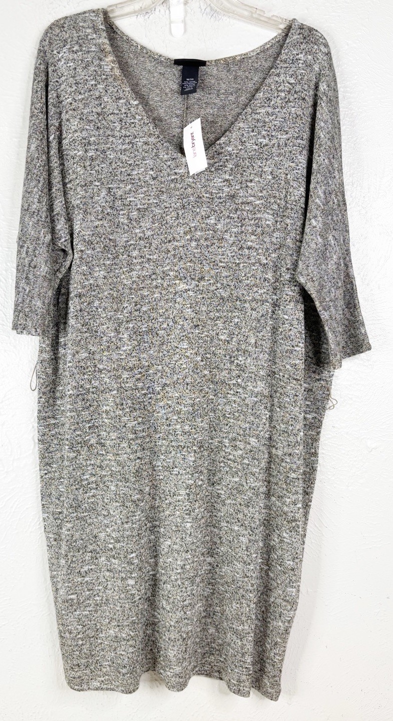 Lane Bryant 18/20 Gray Weathered Metallic Soft Knit Dress 40″L NWT