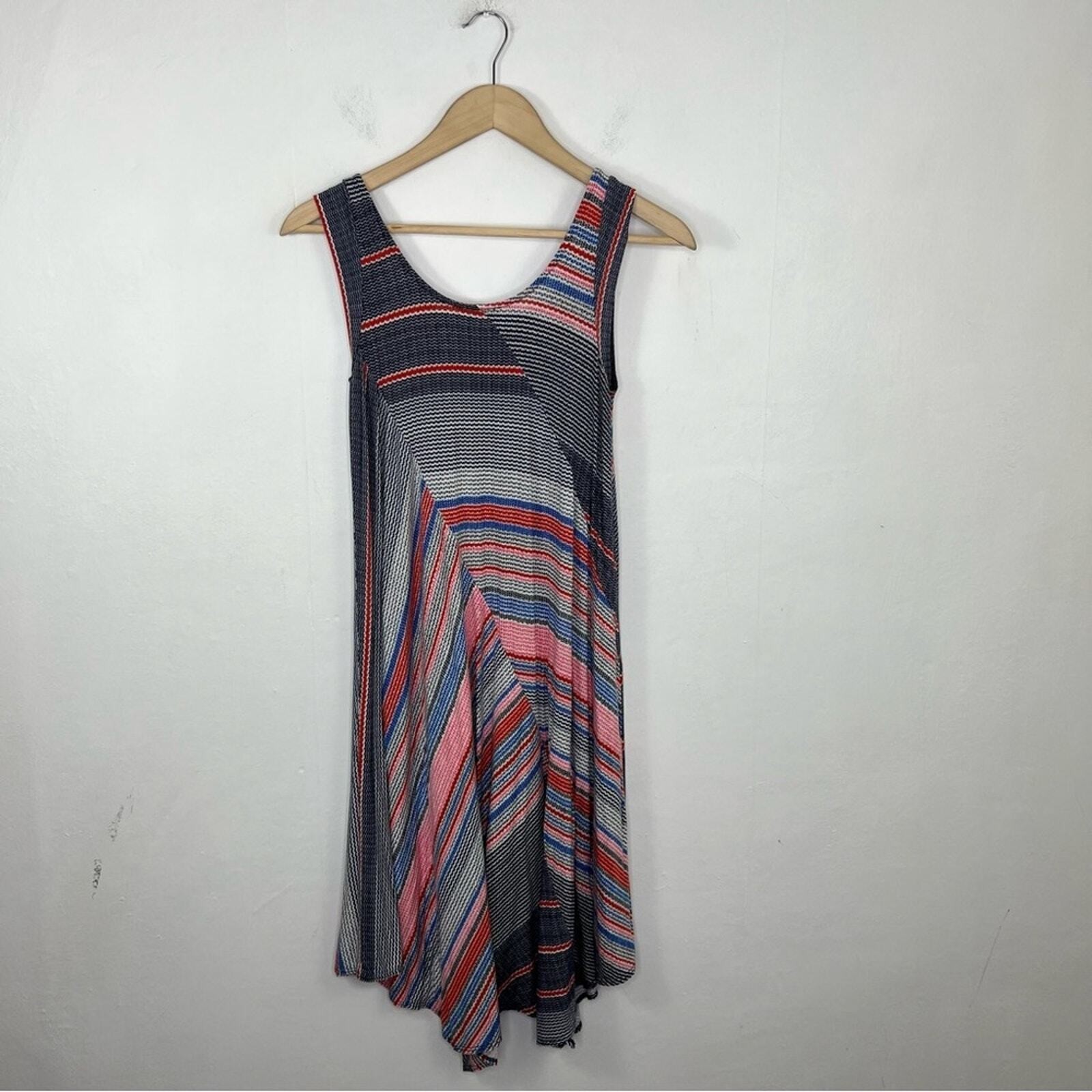 Anthropologie Weston Amaya Handkerchief Hemline Striped Sleeveless Swing Dress
