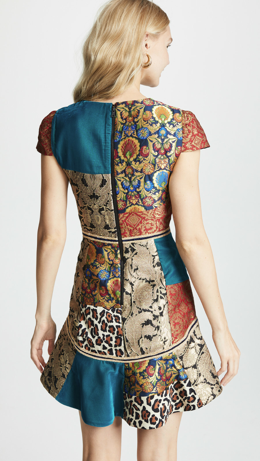 Alice + Olivia Rapunzel Curved Hem Patchwork Dress Size 10 NWT $595