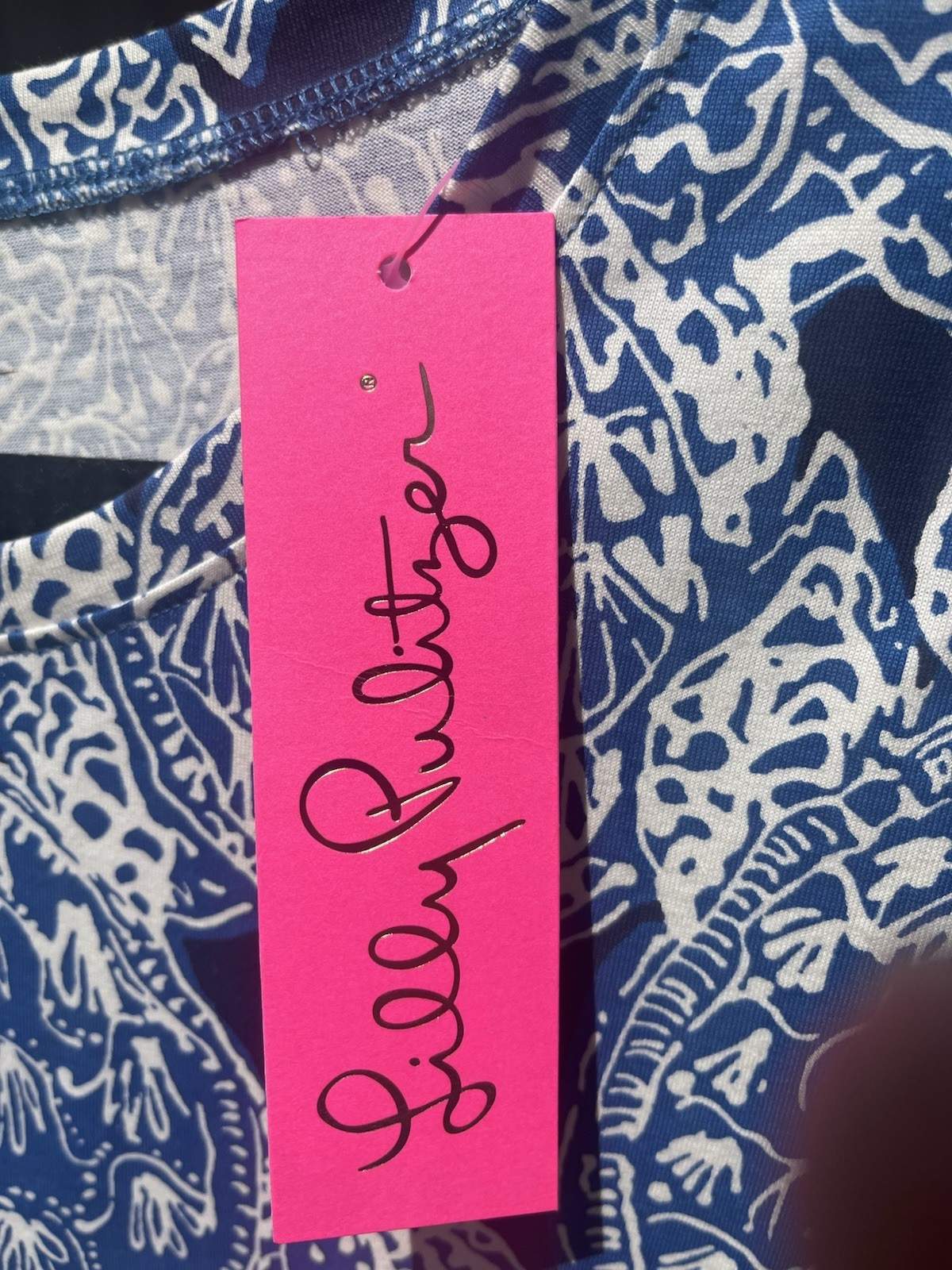 Lilly Pulitzer Preston Dress M Indigo Blue Snap To It Turtle Print w Tie Sleeves