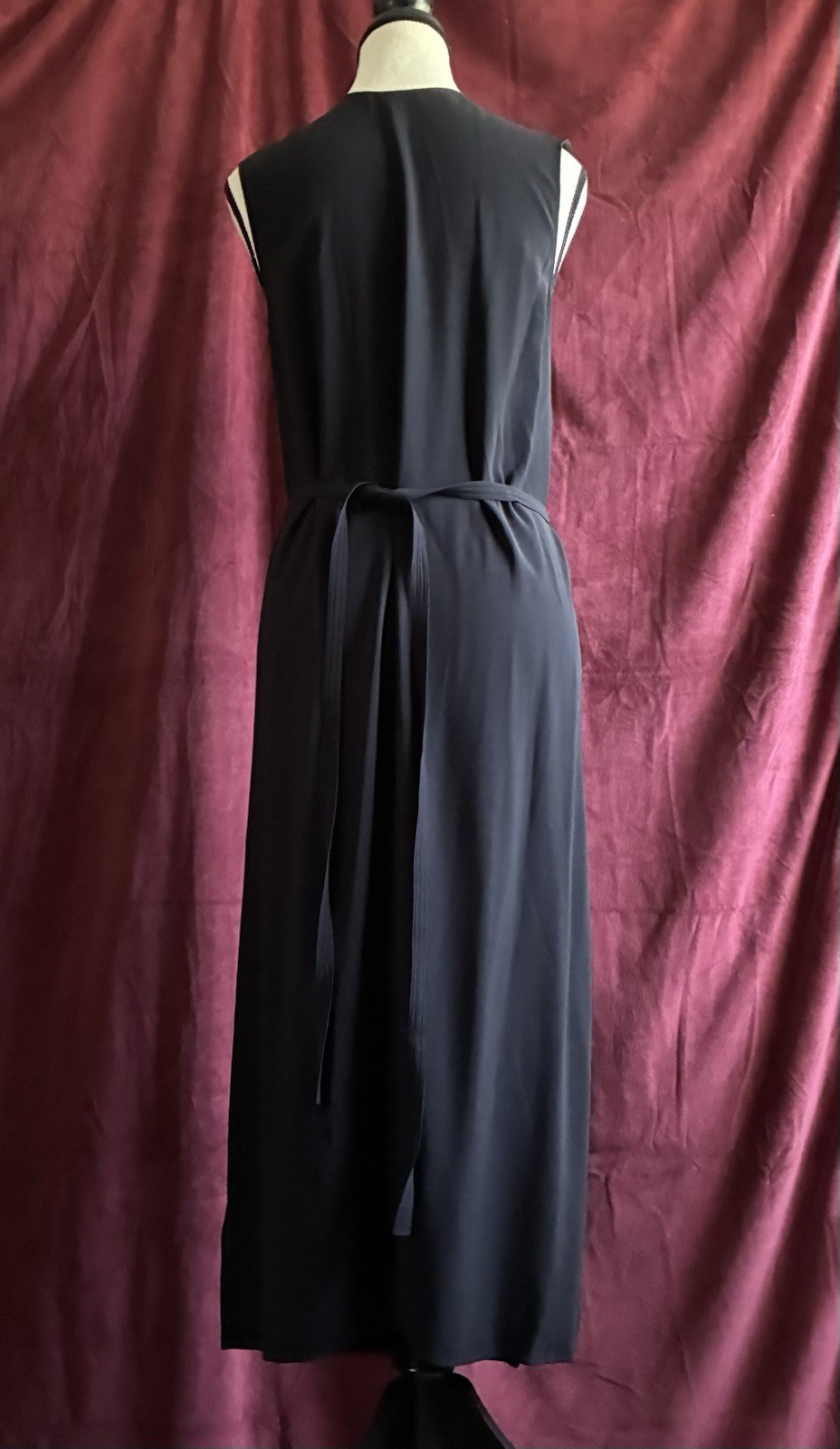 Helmut Lang Black Midi Wrap Dress Side Slits Sleeveless XS
