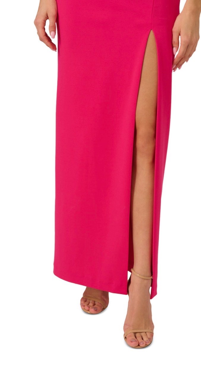 Adrianna Papell Fuschia Rhinestone Sweetheart-Neck Sleeveless Gown. Size 2.