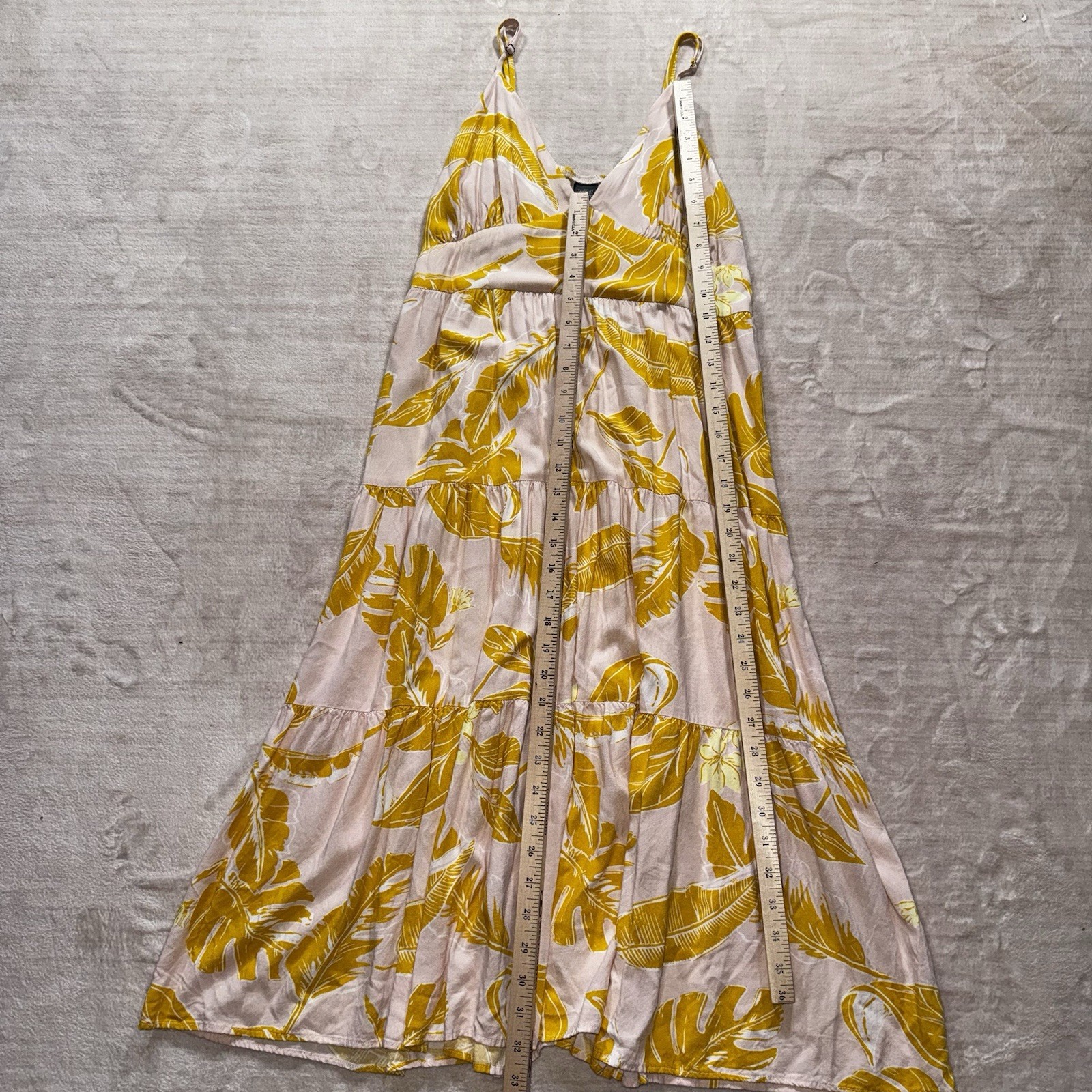 Wild Fable Women’s Tropical Leaf Print Maxi Dress Size Large Pink Mustard Rayon