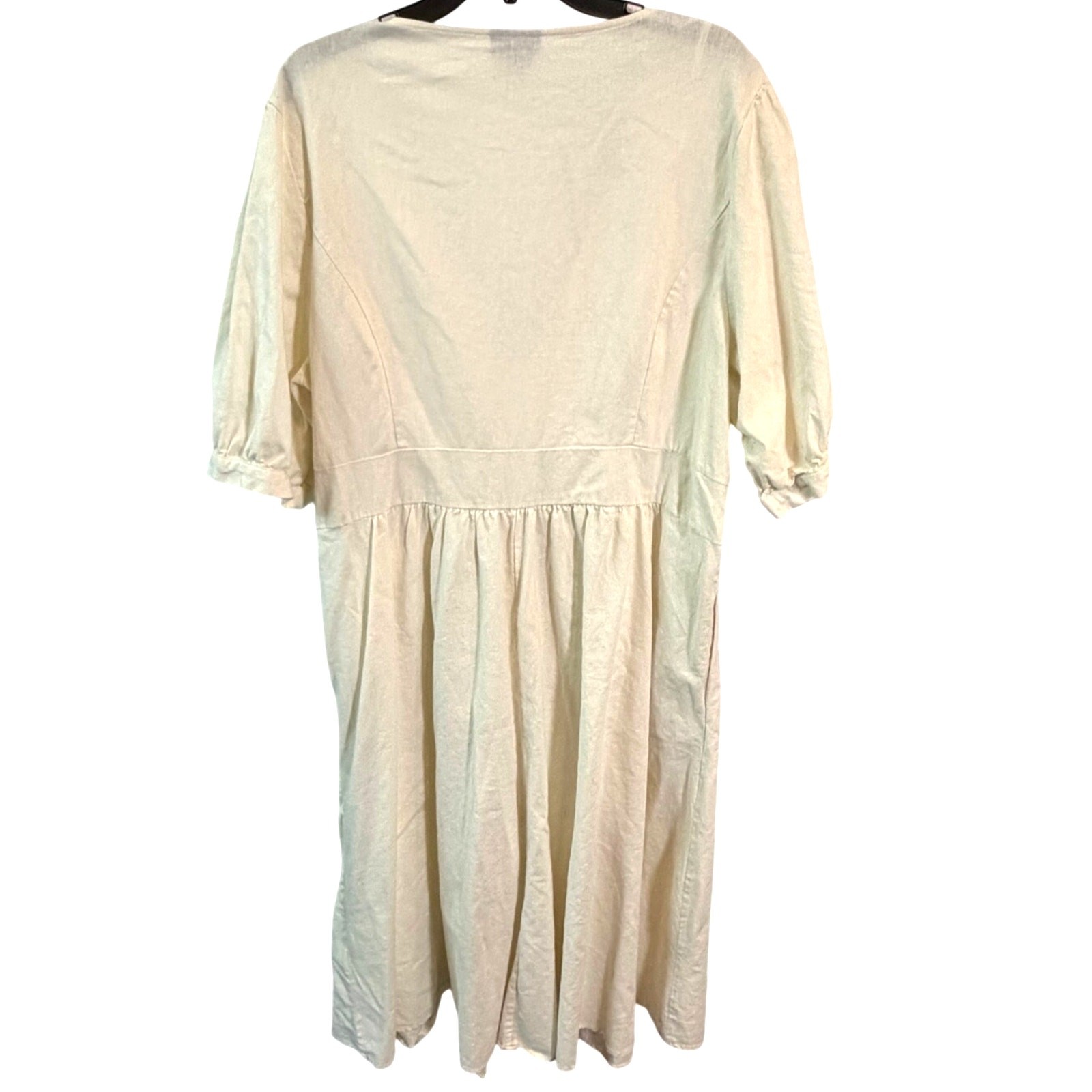 City Chic Linen Cotton Button Front Midi Dress Ivory Plus Size 20
