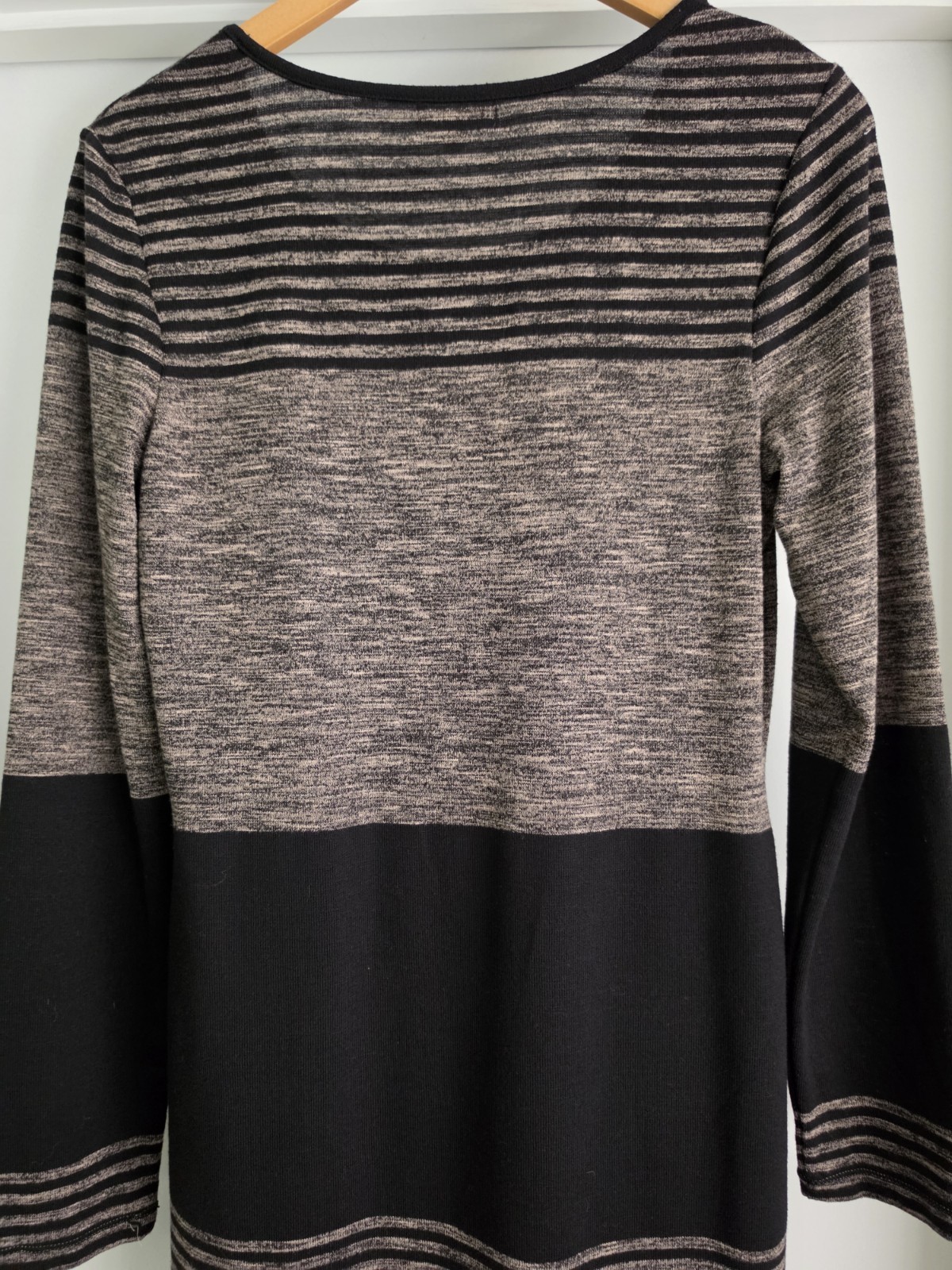 Max Studio Gray Black Long Sleeve Stretch Knee Length Sweater Dress Size Large