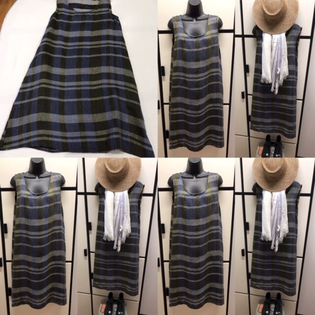 Flax Lithuania S Blue Combo Color Block Stripe Linen Dress Harmony Collection