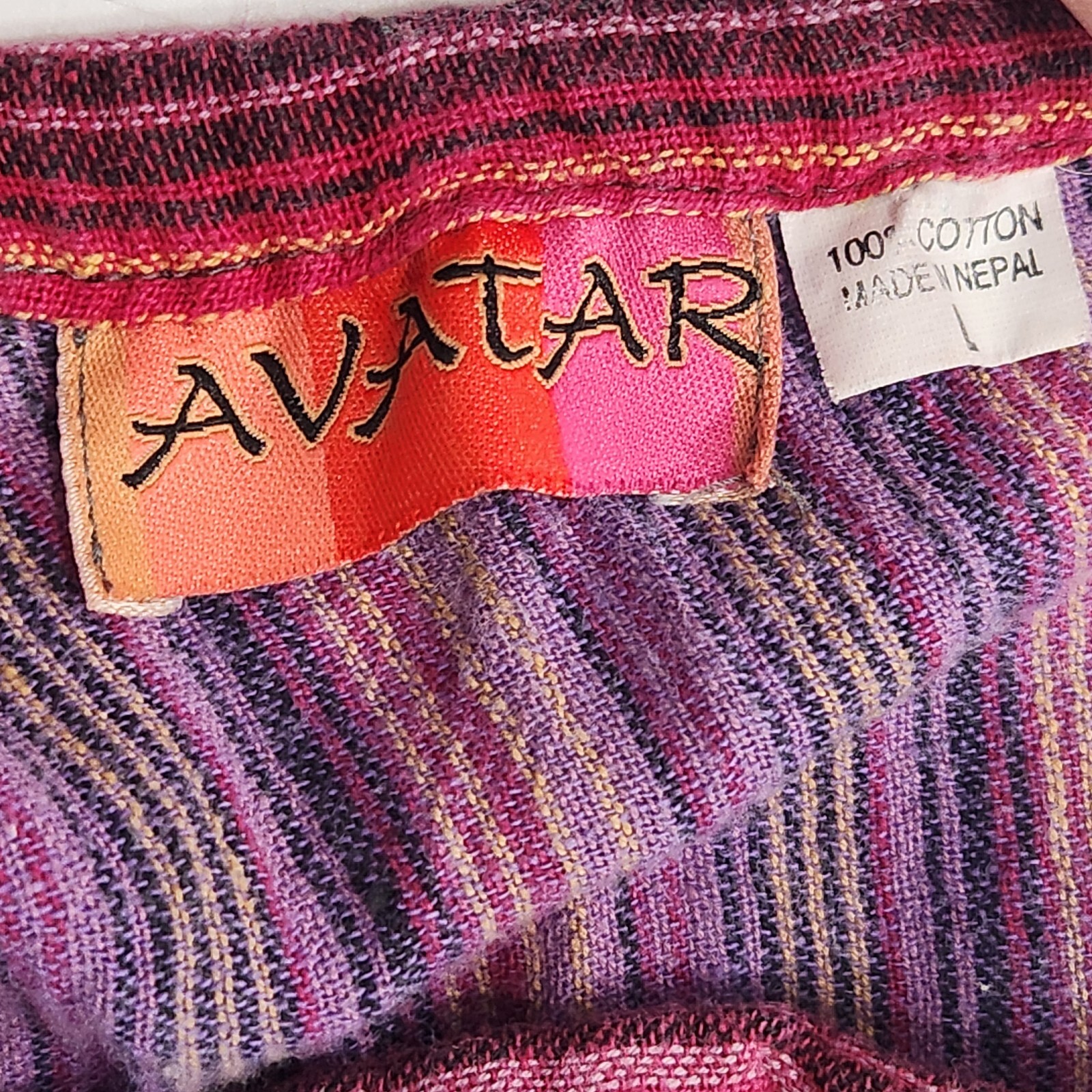 Avatar Womens Skirt L Multicolor Patchwork Cotton Side Zip Long Pleated Stretch