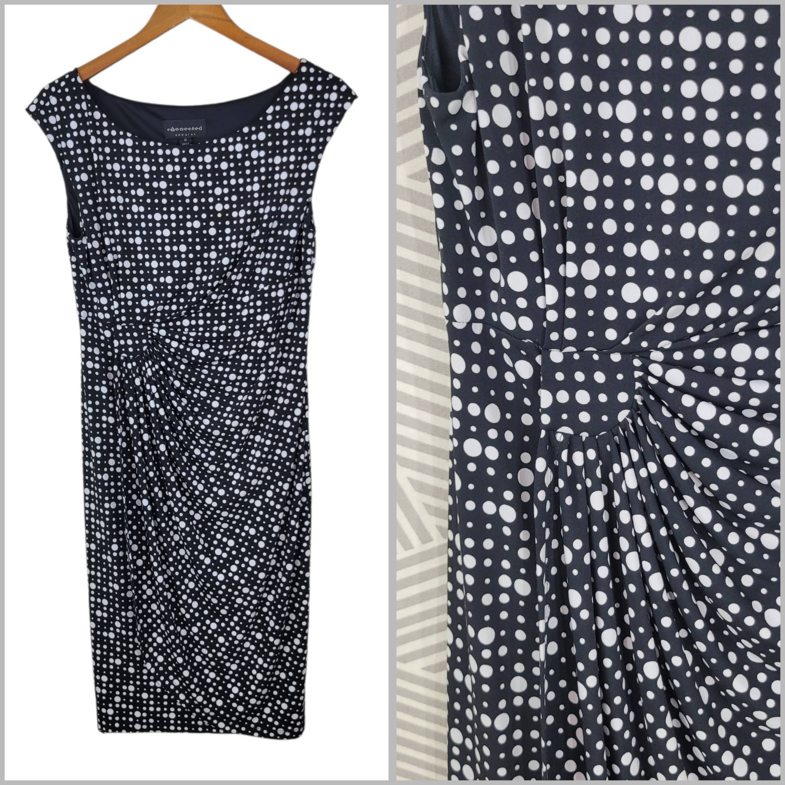 Connected Dress Size 12 Evening Dress Ruched Waist Special Event Black White