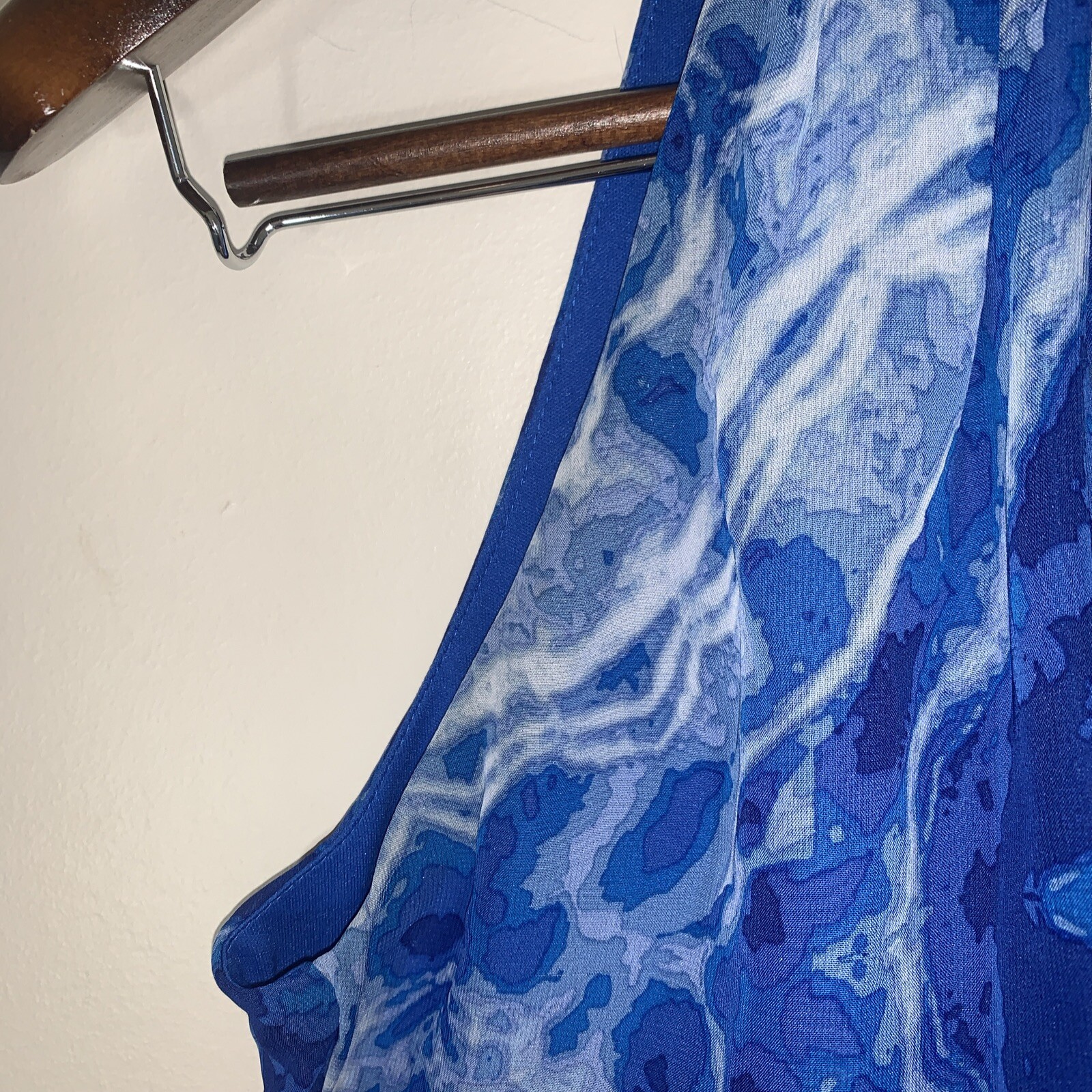 Bisou Bisou Maxi Dress Womens 2 Blue Muted Geometric Print Romantic Wedding