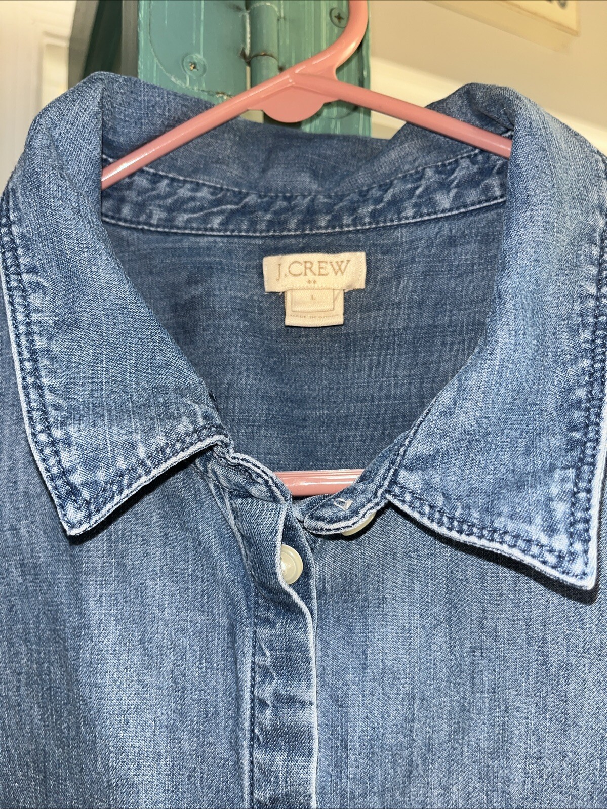 J.Crew Sleeveless Denim Button Up Dress Sz L Comfortable Classic