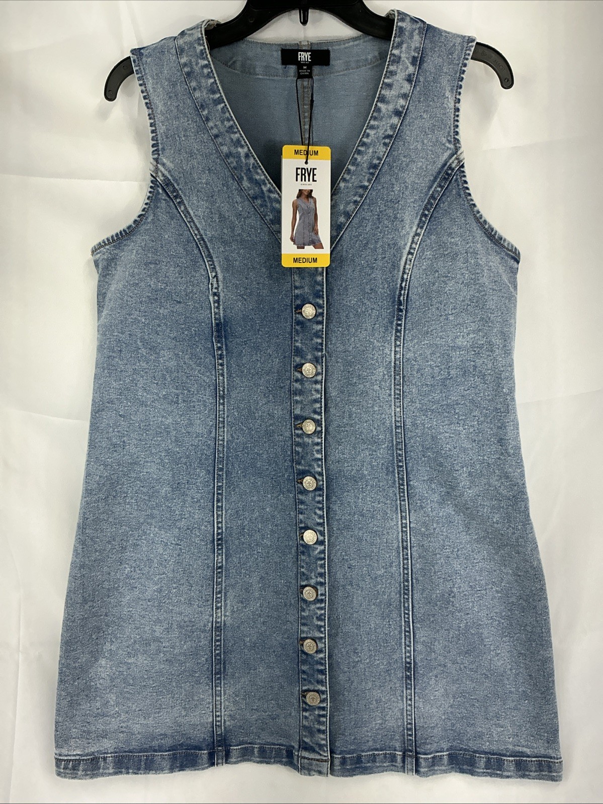 NWT Frye Medium Sleeveless Denim Mini Dress Light Wash