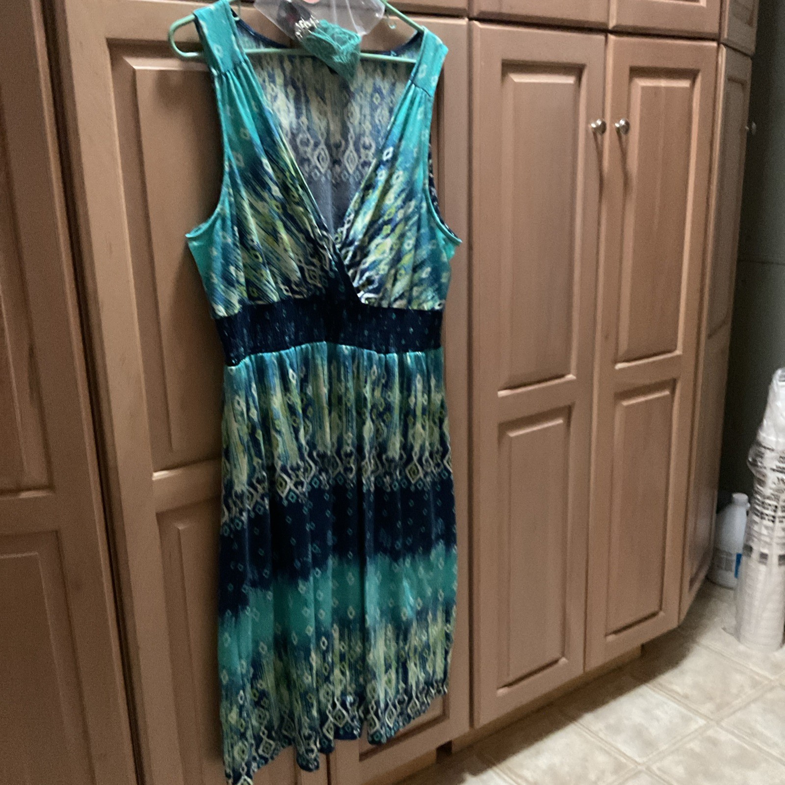 Women’s Faded Glory, Blue Green Sundress Size XL 16-18 Summer Dress ￼