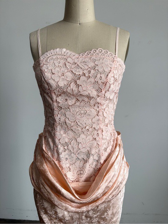 $589 NWT For Love And Lemons “Karissa” Maxi Gown in Peach Sz 2